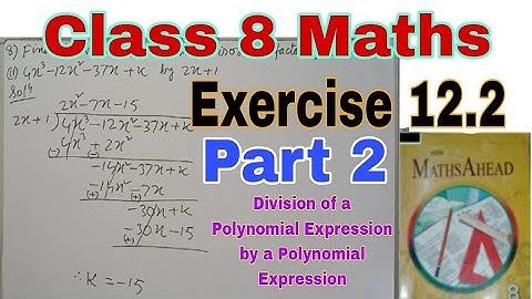 Class 8 Maths Exercise 12.2 | Algebraic Expression | Maths Ahead | Division of Polynomial Expression