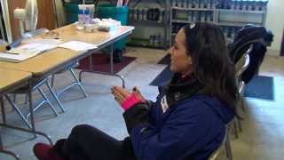 Elise Menaker tries cross country skiing