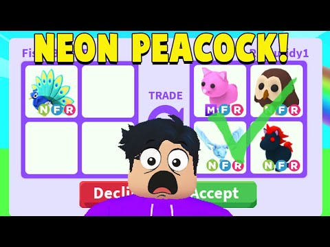 POOR NOOB Trading *MEGA NEON PEACOCK* In RICH Adopt Me FLEX Server!! TRADE  PROOFS (Roblox) 