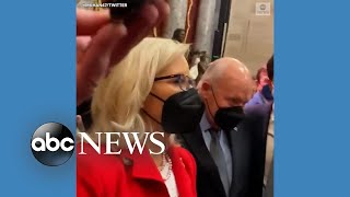 Rep. Liz Cheney leaves House chamber with her father, former Vice President Dick Cheney l ABC News