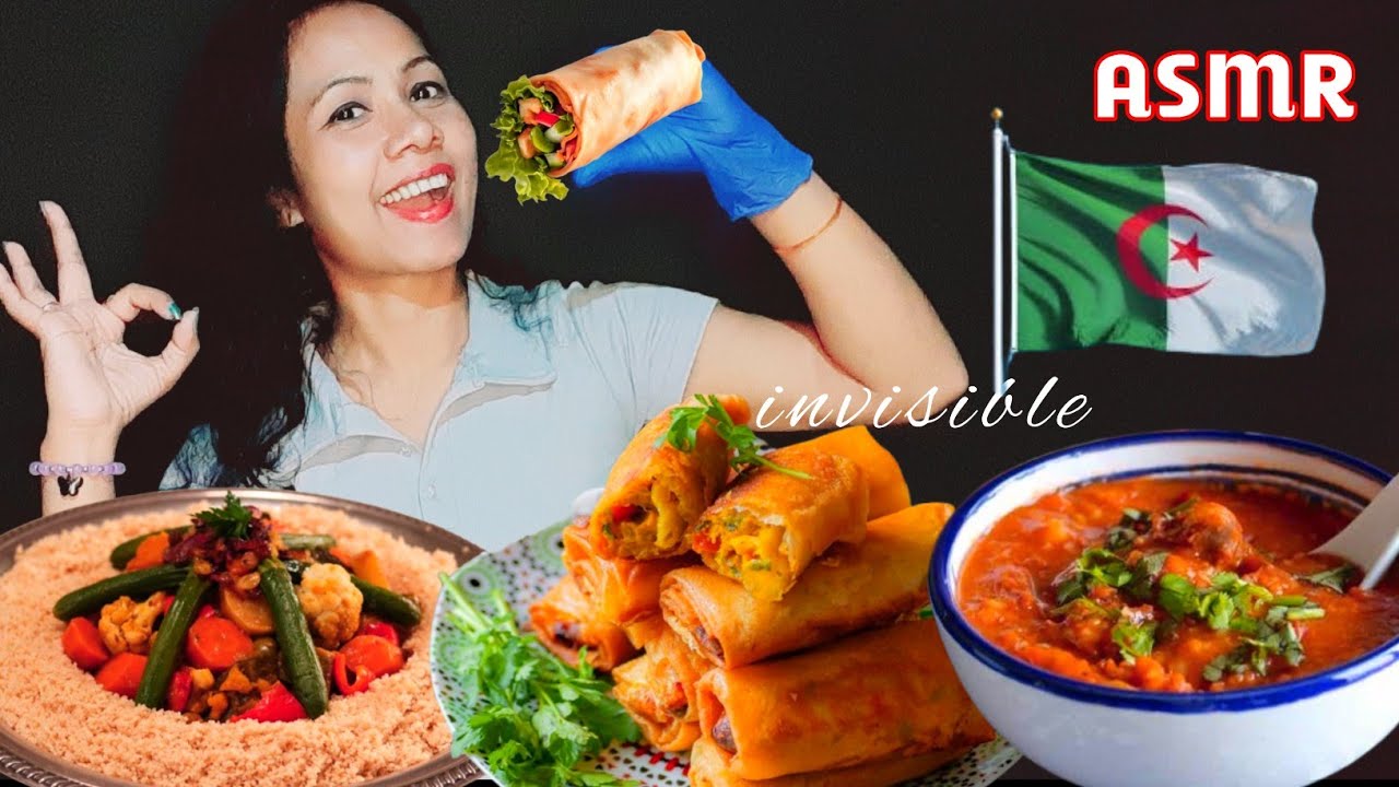 Asmr Girl eating ALGERIAN Traditional Foods 😋 asmr mouth sounds | invisible mukbang 