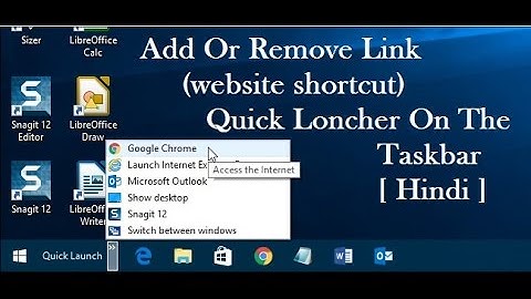 Add Or Remove Link (website shortcut) Quick Lancher On The Taskbar [ Hindi ]
