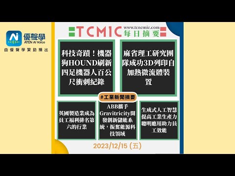 TCMIC Daily CNC News-工具機與自動化領域的最新新聞摘要-20231215