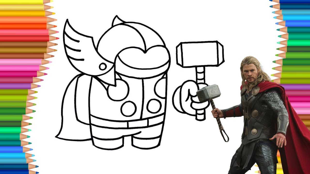 AMONG US THOR | How to Draw & Coloring Pages & Kids Songs - YouTube
