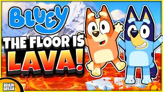🌋Bluey Winter Freeze Dance🌋 Brain Break for Kids | Danny Go | Floor is Lava | Dance Songs for Kids