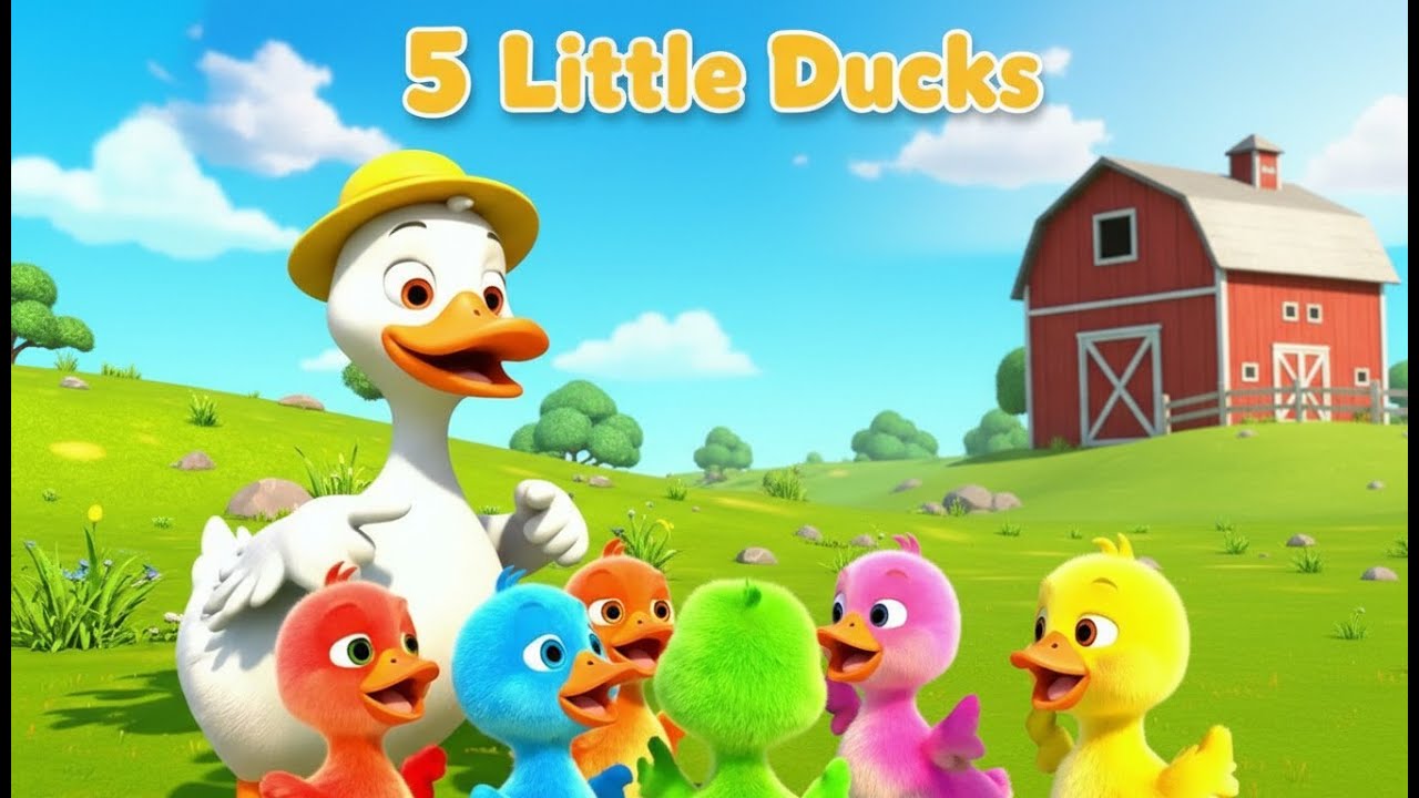 Five Little Ducks Song | Learn Numbers with Sweet 3D Ducks Nursery Animation