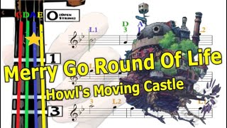 Merry Go Round of Life | Howl's Moving Castle | Violin TUTORIAL | 人生のメリーゴーランド | 哈爾移動城堡 [Level 3] Resimi