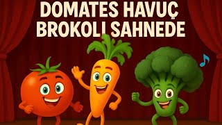 Havuç, Domates Ve Brokoli Mutfağı Salladı Sebze Dostların Dans Partisi