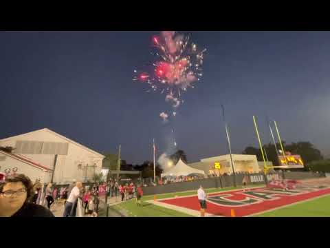 Belle Chasse High School football entrance w/ fireworks vs Archbishop Shaw