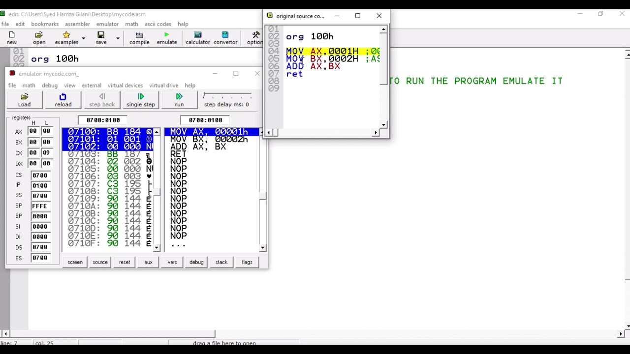Microprocessing and interfacing Lab 3 Implementation using EMU 8086 YouTube