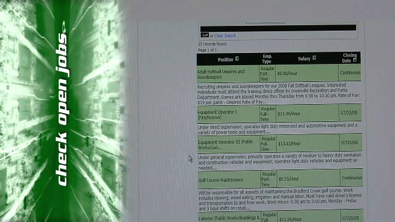 How to apply for a job with the City of Greenville, NC YouTube