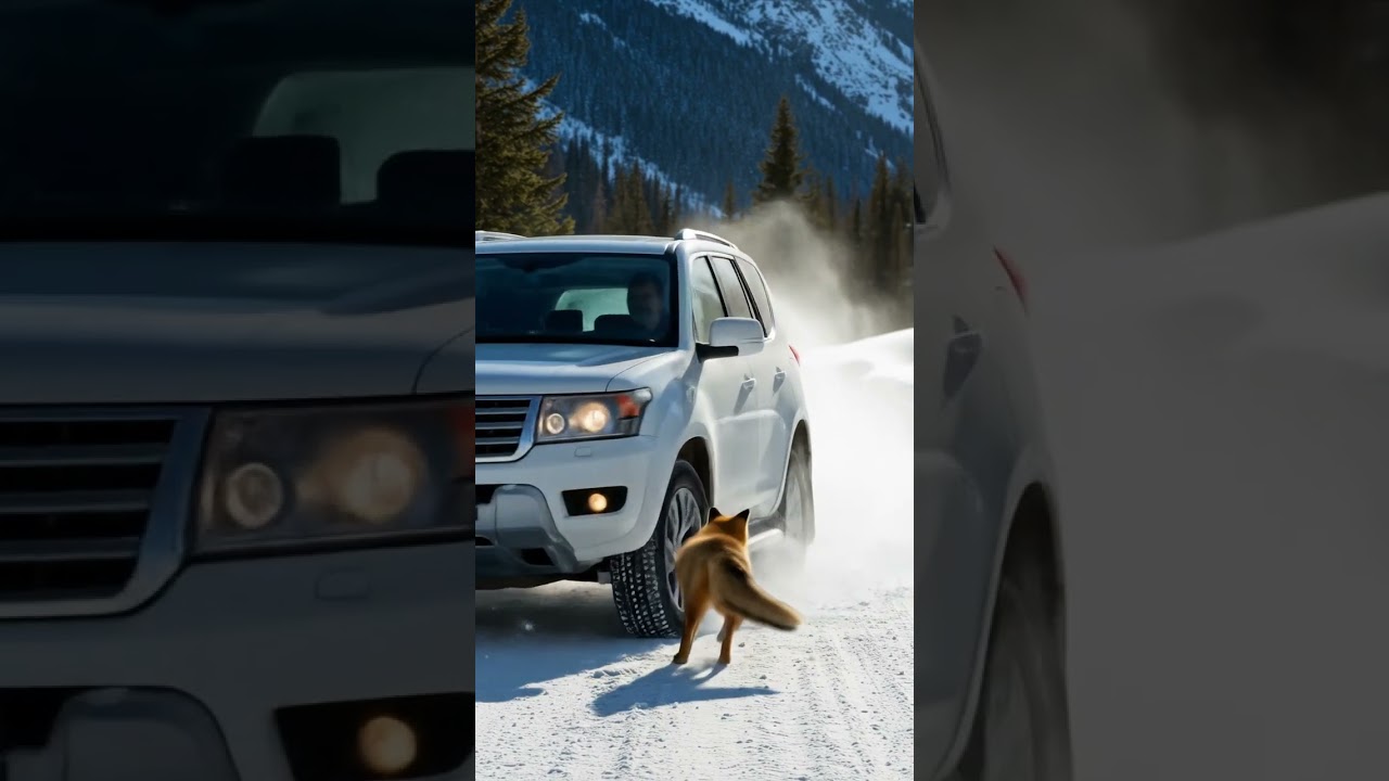 Fox vs SUV ❄️ | Epic Snowy Mountain Scene | Cinematic Wildlife Action"