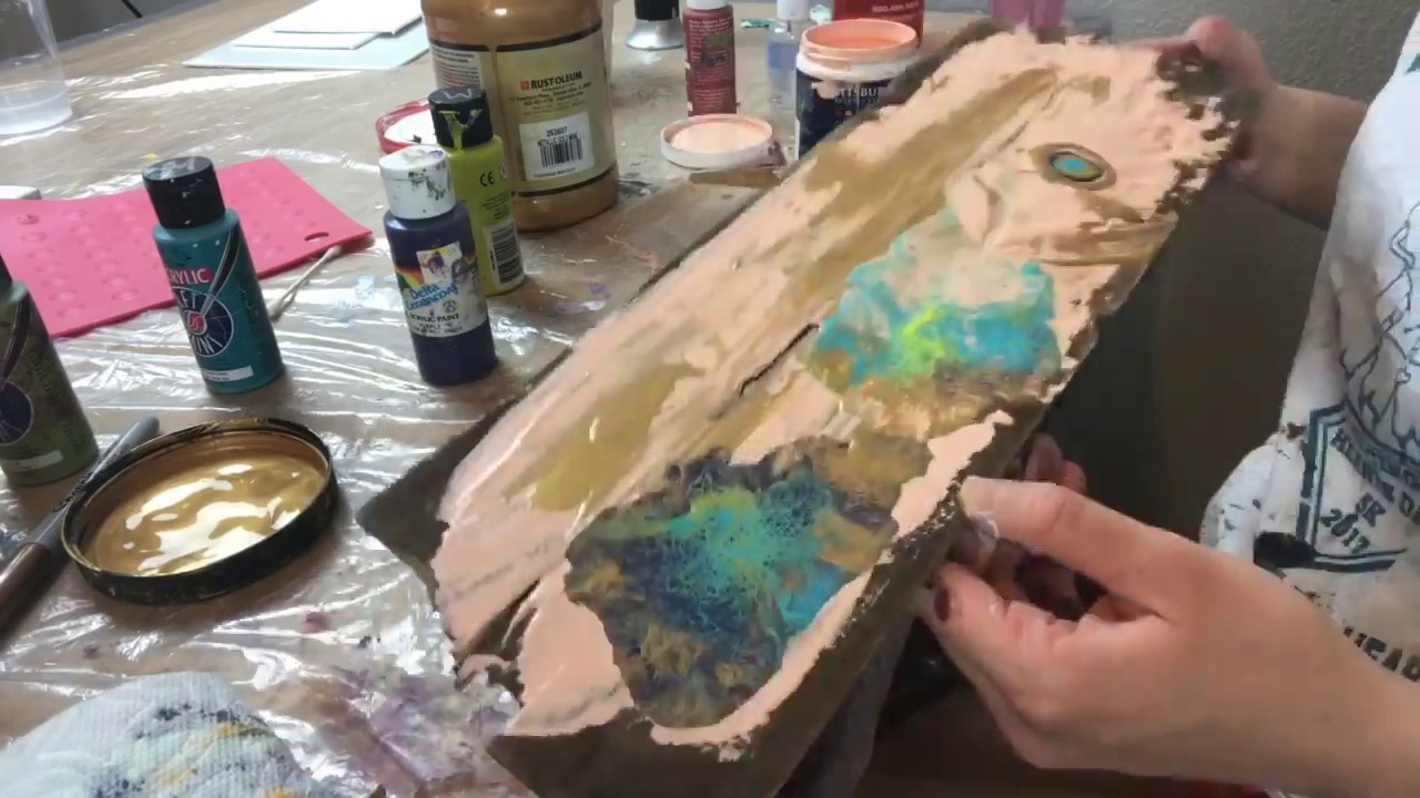 Barn Wood Acrylic Pour Rustic Painting Fluid Art YouTube