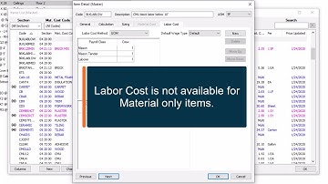 Quick Bid - Item Detail - Labor Cost