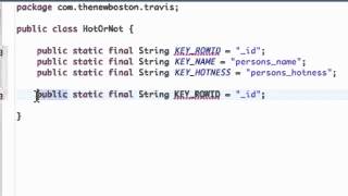 Android Application Development   112   Setting up SQLite Database Variables