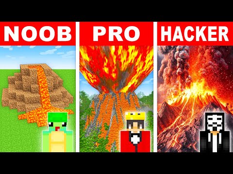 NOOB vs PRO: VOLCANO HOUSE Build Challenge in Minecraft