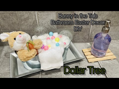 Video: Dollar Tree Easter Bathroom Decor DIY Bunny in the Tub Decor 🐰😍