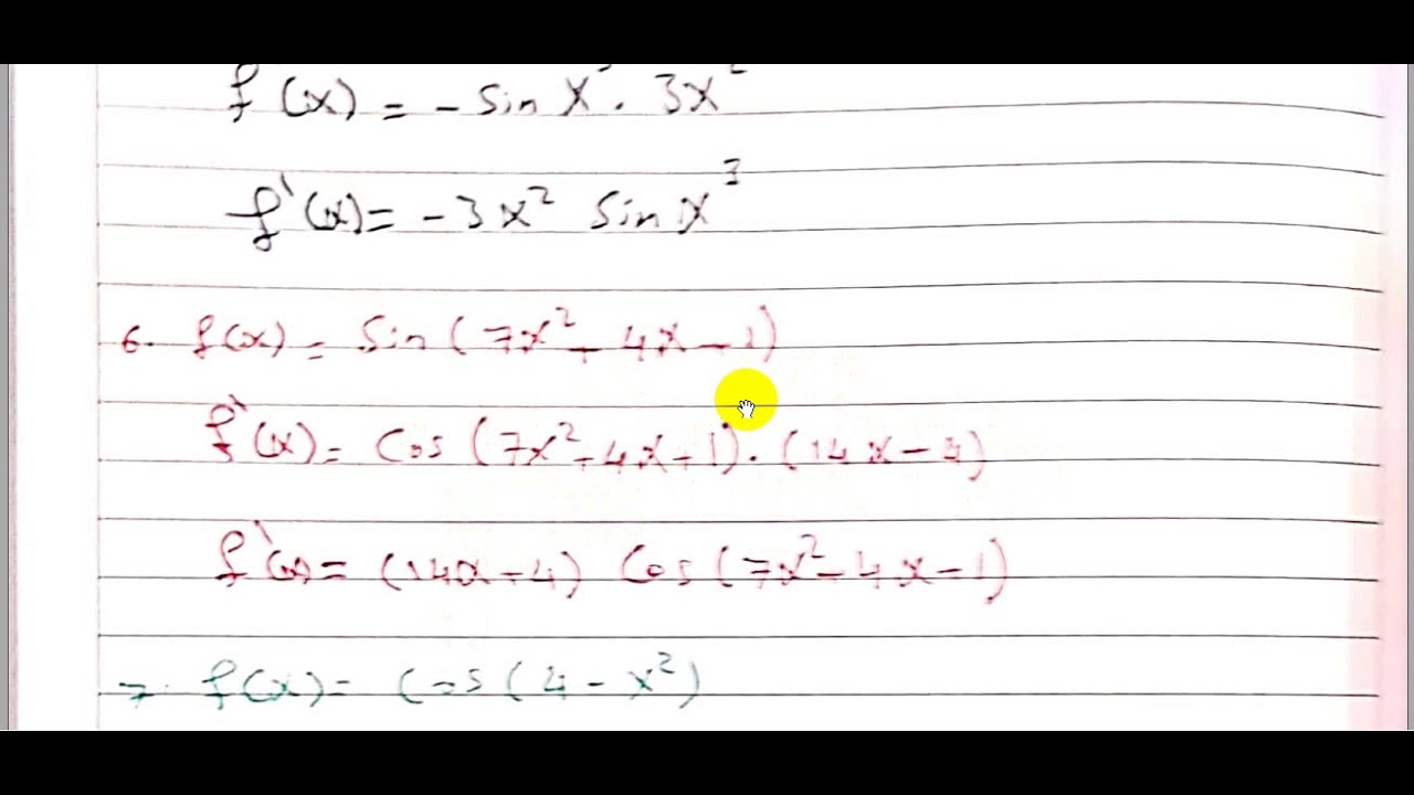 مشتقات الدوال المثلثية