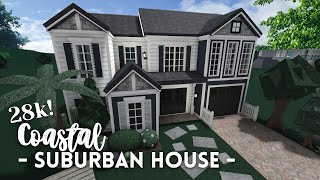 [ bloxburg ] ꒰ 28k ꒱ 🌴 two story coastal suburban house layout ꒰ no advanced placing layout build ꒱