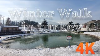 4K Virtual Winter Walk in turkey | Nature relax video