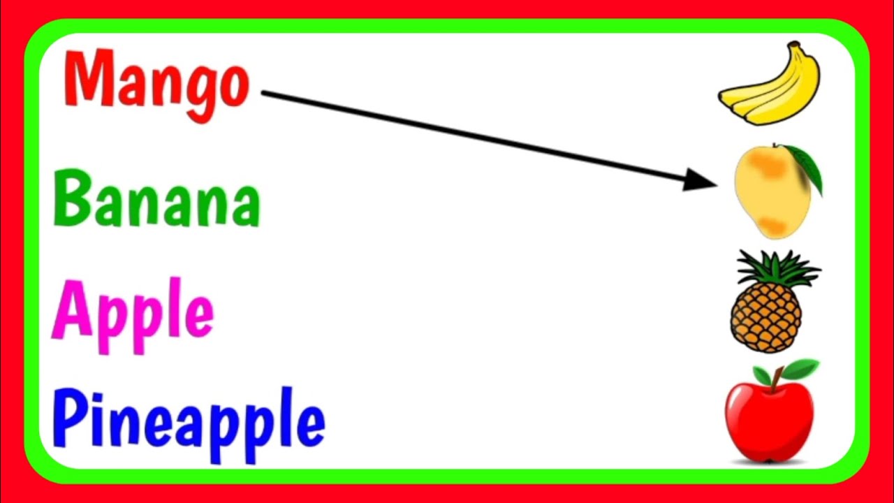 Match Fruits Name with Their Pictures lkg class English worksheets Fruits Name Page 2