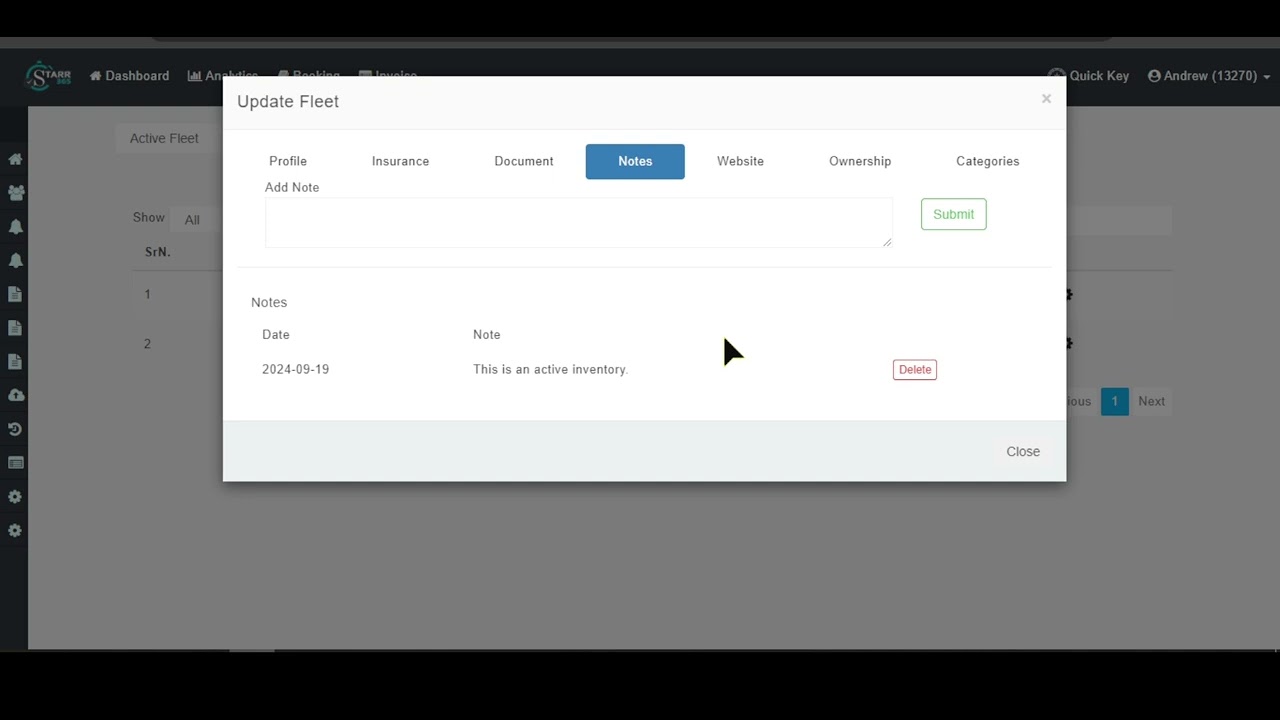 Manage Notes in Inventory Profile | Rental Management Software