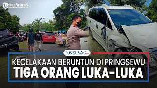 A pile-up involving five vehicles in Pringsewu left three people injured.