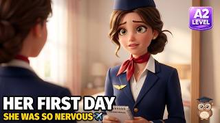 ✈️ Sophia's First Day Flying | She Almost Quit | Slow English Story A1-A2