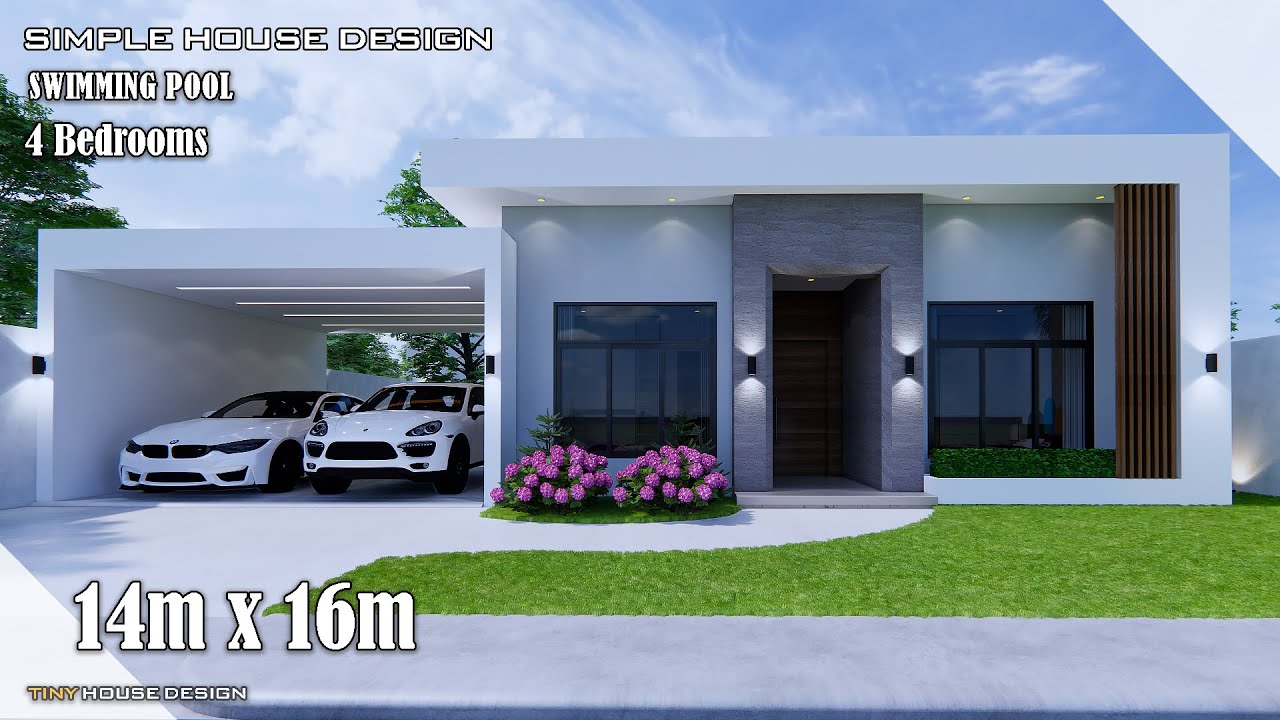 House Design | Simple House Design | 14m x 16m (200 sqm) | 4 Bedrooms