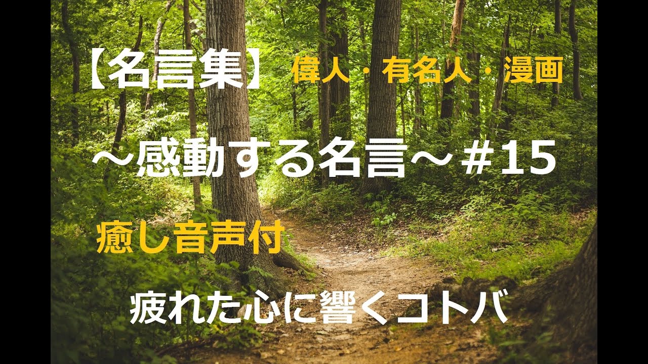 名言集 感動する名言 15 偉人 有名人 漫画 癒し音声付 疲れた心に響く言葉 Youtube