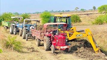 ✅New Jcb 3dx Backhoe Machine Loading Red Mud In Mahindra and Swarai Tractor|Jcb and TractorCartoon 🔥
