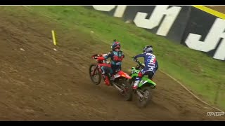 Gajser 4th to 1st vs Prado and Febvre MXGP Race 1 | Monster Energy MXGP of France 2024