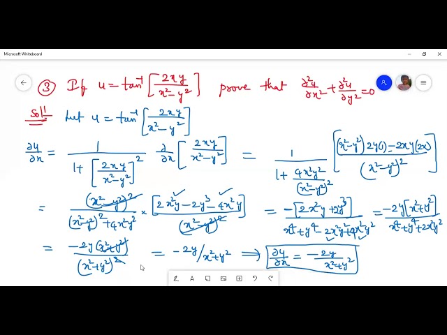 Problems On Partial Differentiation U Log X 2 Y 2 Z 2 U Tan 1 2xy X 2 Y 2 Z F X Ay Q X Ay Youtube