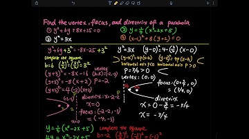 10.2 Part 2: Find the vertex, focus, and directrix of a parabola | Precalculus, Conic Section