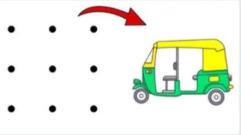 Auto Rickshaw Drawing form 9 Dots ऑटो रिक्शा की ड्राइंग बनाना सीखे