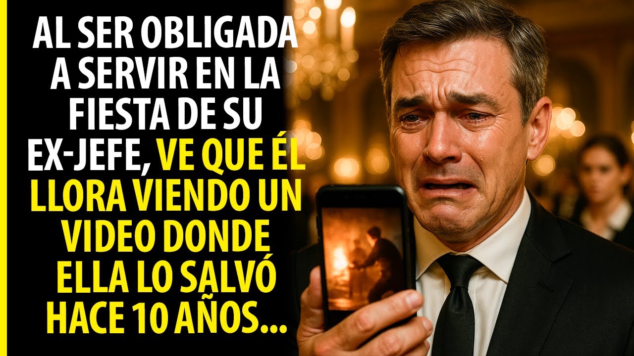 AL SER OBLIGADA A SERVIR EN LA FIESTA DE SU EX-JEFE, VE QUE ÉL LLORA VIENDO UN VIDEO DONDE ELLA...