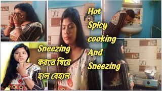 Hot Spicy Food Cooking And Sneezing challenge Part-2  Noseblowing 