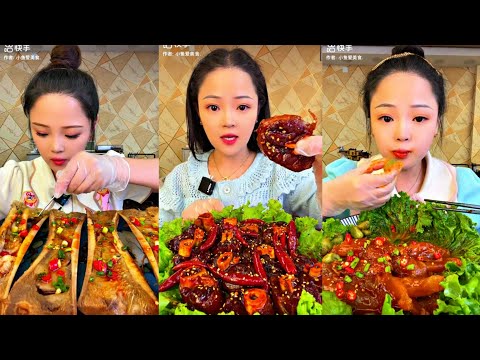 ASMR XIAO YU MUKBANG #10 CHINESE FOOD EATING SHOW 요리 먹방 :) 이거 맛있네? 칼비빔국수(팔도비빔칼국수)와 매콤어묵, 팝만두튀김