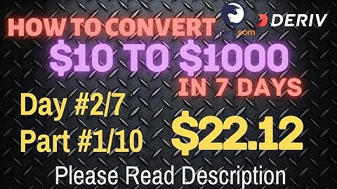Day#2/7 Part#1/10 $22.12 Done $10 to $1000 free bot binary.com deriv profit consistent digit differ