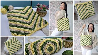 A very beautiful pattern for a shopper bag A step-by-step lesson The average level for crochet lover