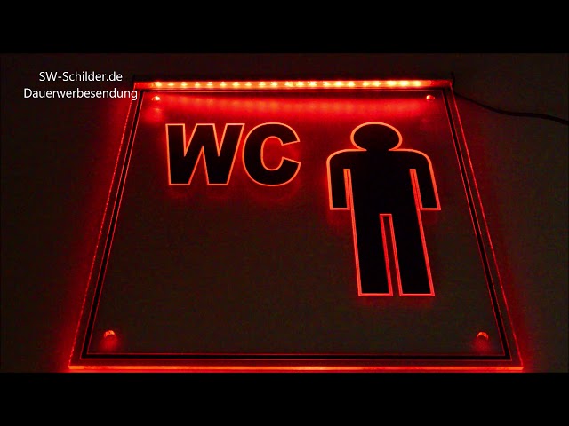 LED illuminated sign engraved WC men pictogram with indirect lighting  SW-Schilder 