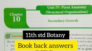 11th std Botany Unit 4 Chapter 10 Secondary growth  Book back answers