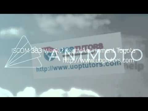 ISCOM 383 Week 2 Team Assignment Toyota Value Chain Model Paper