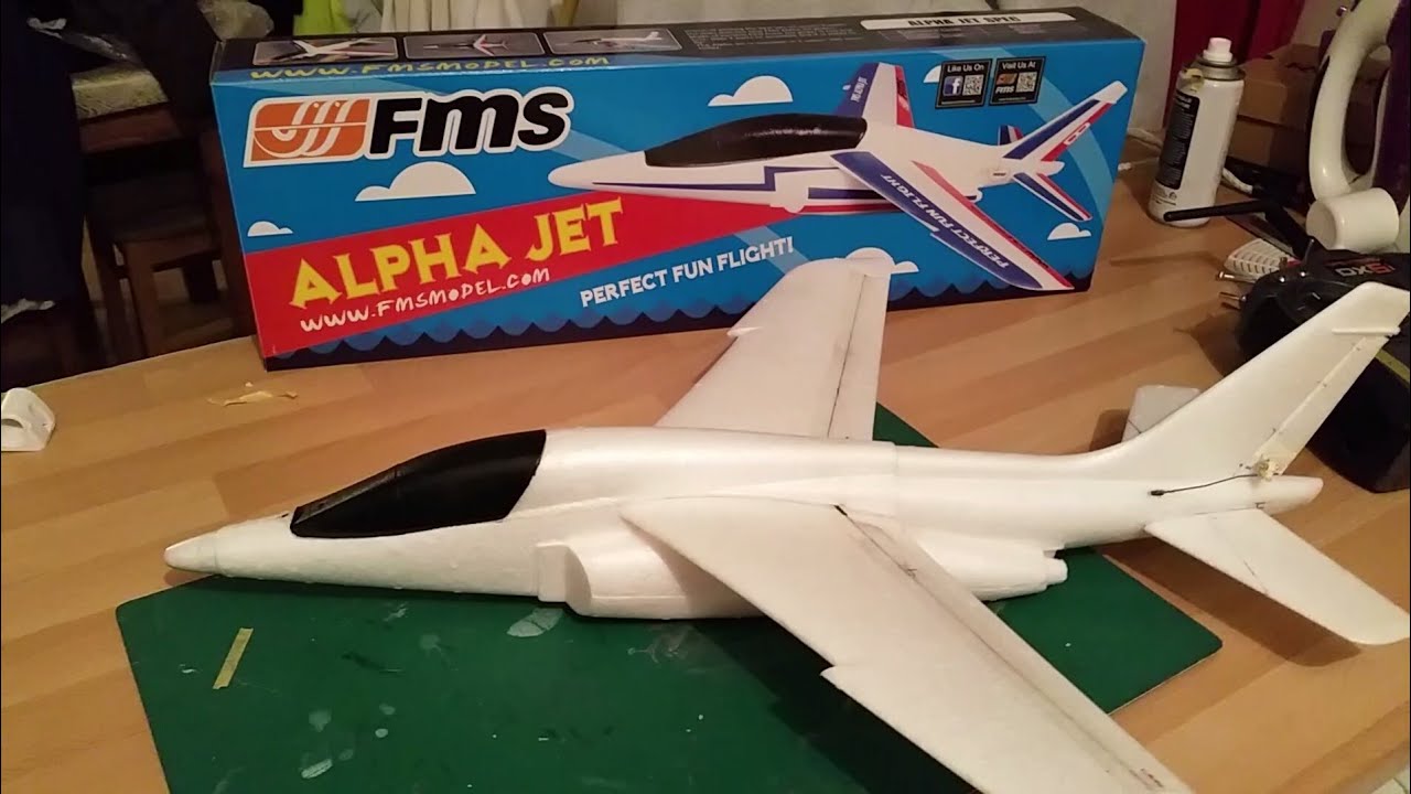 FMS Alpha jet chuck glider AS3X rc conversion YouTube