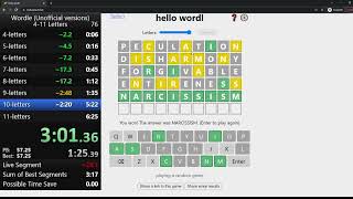 Wordle Speedrun: 4-11 letters in 4:38.40