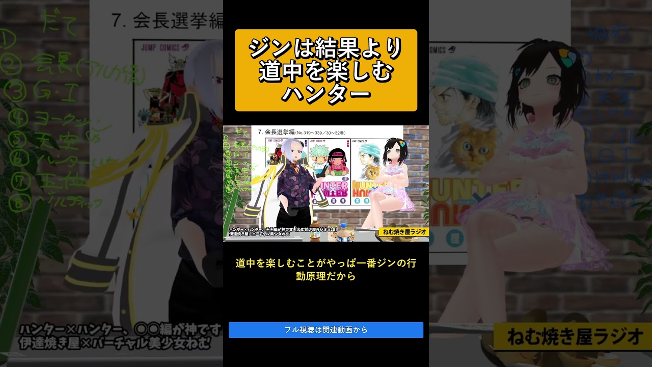 ジンは結果より道中を楽しむハンター ハンター✕ハンター、◯◯編が神です【ねむ焼き屋ラジオ #20】