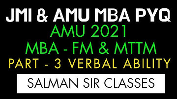 Verbal Ability| AMU MBA FM 2021| AMU MTTM 2021| Spot the Error| Synonyms| Antonyms| Fill the blanks