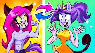 Fake or Real Love? CAT GIRL vs UNICORN BOY in BODY SWAP! Crazy Gender Switch Stories by Teen-Z