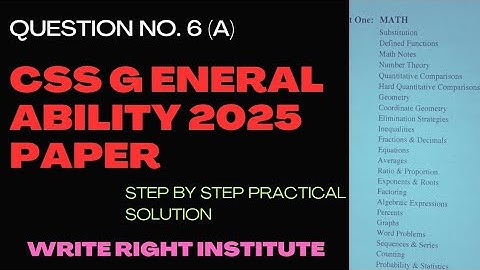 General Ability CSS 2025 Paper By Muhammad Imran | Complete Solution Question 6(a)  | PPSC FPSC GAT