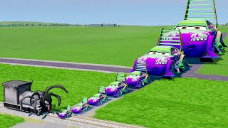 Big \& Small Pixar Cars VS Venom the Tank Engine Train - BeamNG.drive